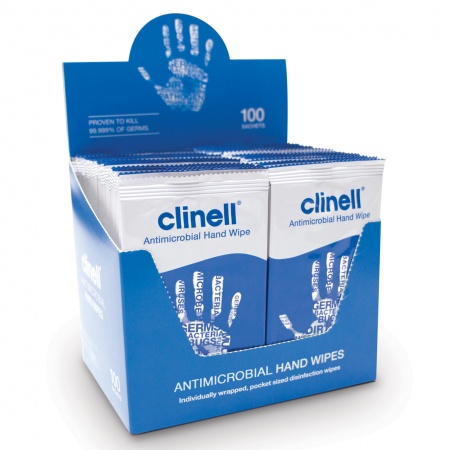 Clinell Antibacterial Handwipes x100 Individually Wrapped
